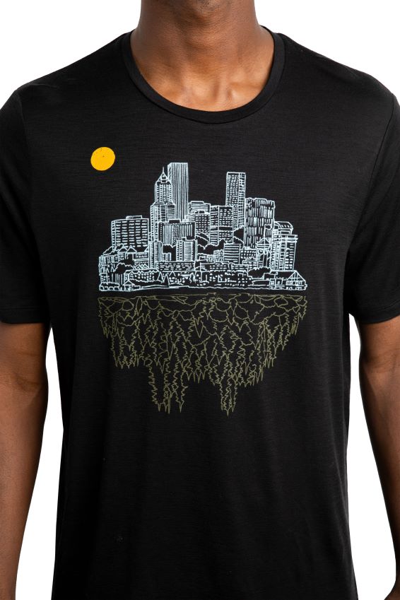 הַלבָּשָׁה Icebreaker merino tech lite ii חולצת טריקו עם שרוולים קצרים חולצת טריקו מקומית פורטלנד שָׁחוֹר גברים 42N8VN486