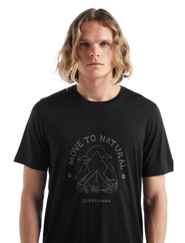 הַלבָּשָׁה Icebreaker merino tech lite ii חולצת טריקו עם שרוולים קצרים שָׁחוֹר גברים 42N8VN487