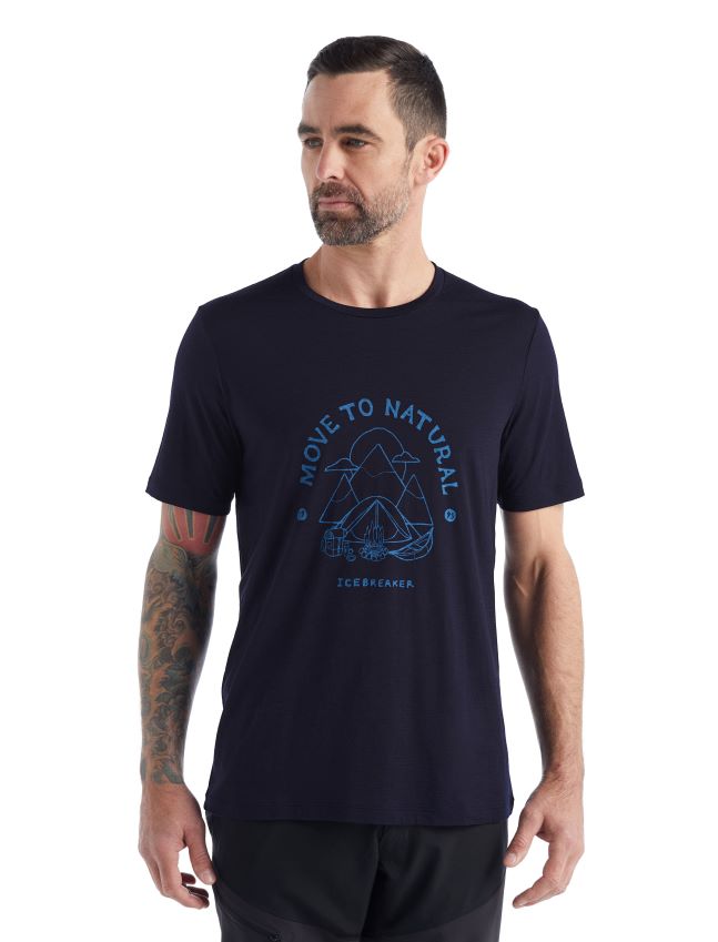 הַלבָּשָׁה Icebreaker merino tech lite ii חולצת טריקו עם שרוולים קצרים צי חצות גברים 42N8VN489