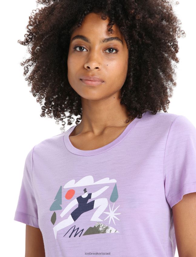 הַלבָּשָׁה Icebreaker merino tech lite ii חולצת טריקו עם שרוולים קצרים מבט סגול נשים 42N8VN621