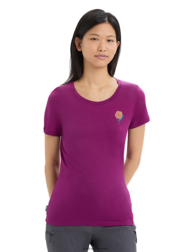 הַלבָּשָׁה Icebreaker merino tech lite ii חולצת טריקו עם שרוולים קצרים פרחי אביב ללכת ברי נשים 42N8VN622