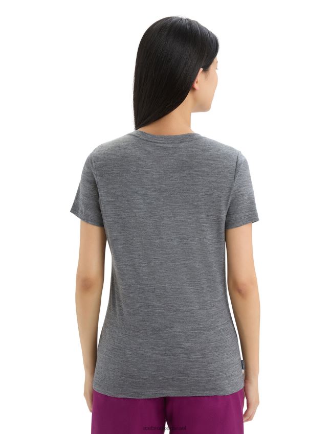 הַלבָּשָׁה Icebreaker merino tech lite ii חולצת טריקו עם שרוולים קצרים פרחי אביב אברש גריט נשים 42N8VN623