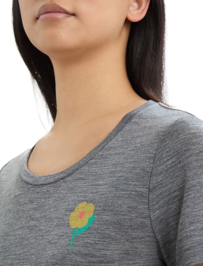 הַלבָּשָׁה Icebreaker merino tech lite ii חולצת טריקו עם שרוולים קצרים פרחי אביב אברש גריט נשים 42N8VN623