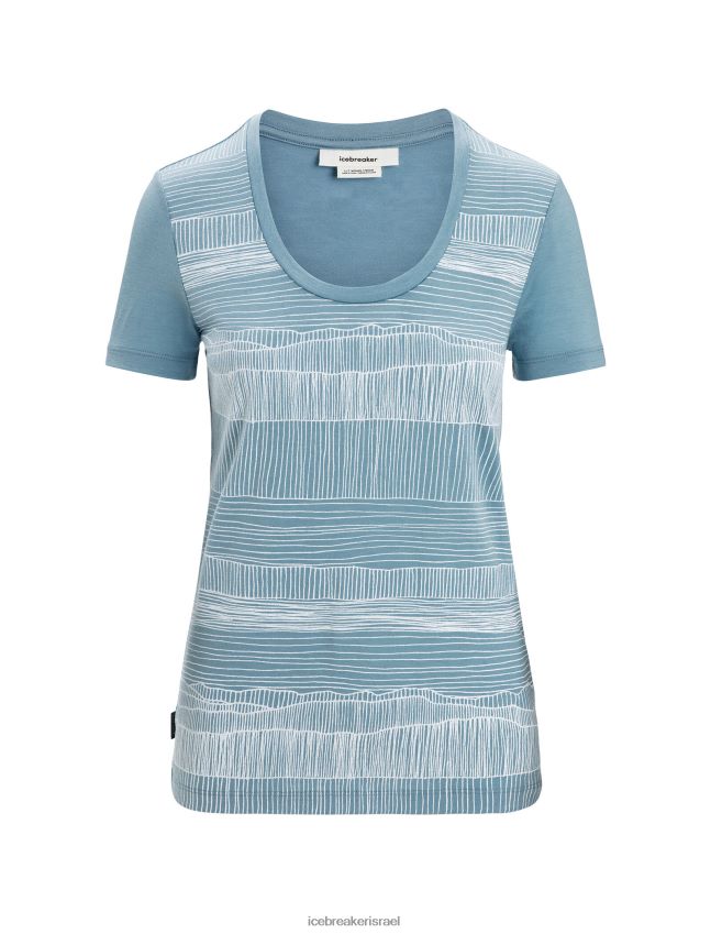 הַלבָּשָׁה Icebreaker קווי השתקפות של חולצת טריקו עם שרוול קצר של merino tech lite ii כחול אסטרלי נשים 42N8VN627