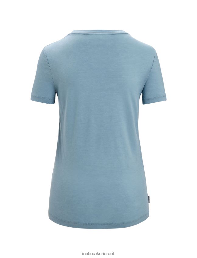 הַלבָּשָׁה Icebreaker קווי השתקפות של חולצת טריקו עם שרוול קצר של merino tech lite ii כחול אסטרלי נשים 42N8VN627