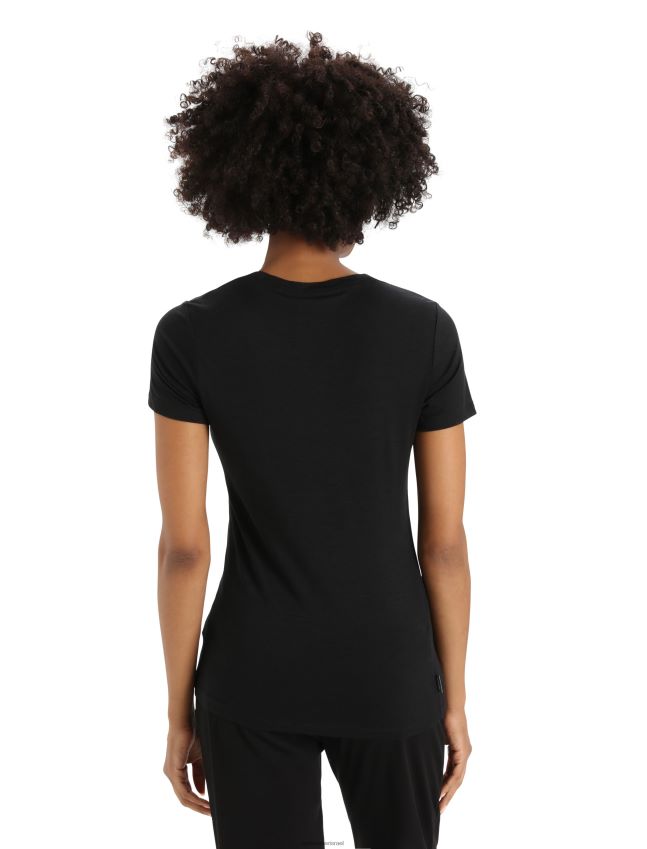 הַלבָּשָׁה Icebreaker merino tech lite ii חולצת טריקו עם שרוולים קצרים הרים גיאולוגיה שָׁחוֹר נשים 42N8VN629