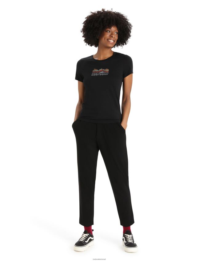 הַלבָּשָׁה Icebreaker merino tech lite ii חולצת טריקו עם שרוולים קצרים הרים גיאולוגיה שָׁחוֹר נשים 42N8VN629