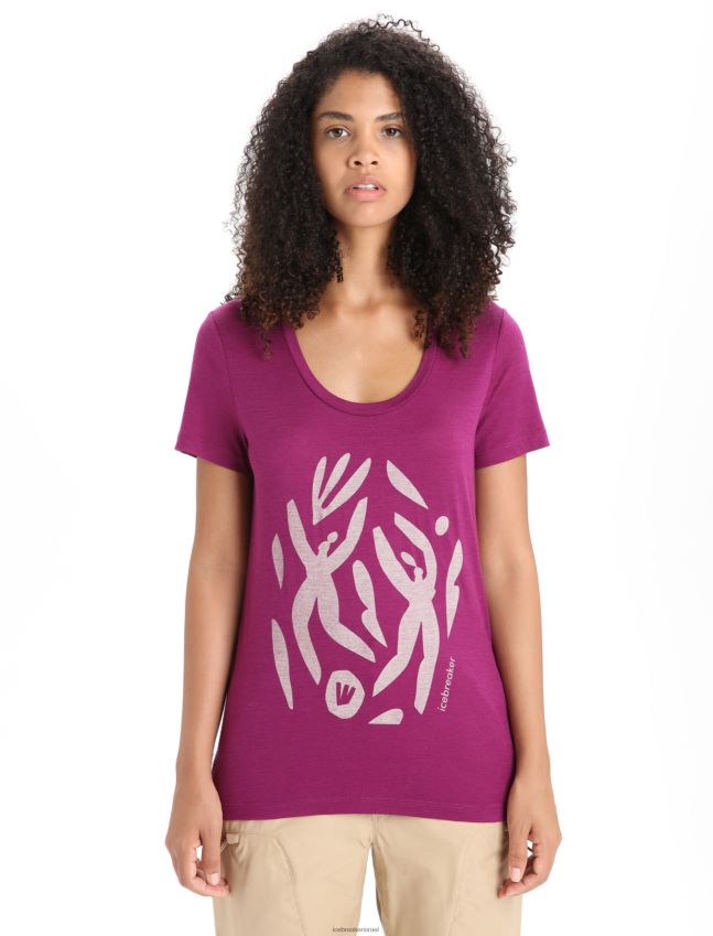 הַלבָּשָׁה Icebreaker merino tech lite ii שרוול קצר חולצה סקופ חגיגת טבע ללכת ברי נשים 42N8VN631
