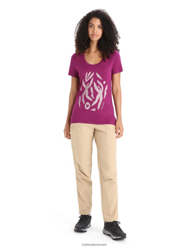 הַלבָּשָׁה Icebreaker merino tech lite ii שרוול קצר חולצה סקופ חגיגת טבע ללכת ברי נשים 42N8VN631