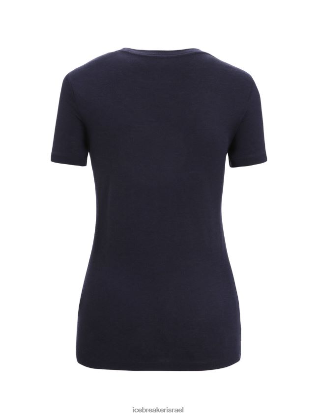 הַלבָּשָׁה Icebreaker merino tech lite ii שרוול קצר חולצה סקופ חגיגת טבע צי חצות נשים 42N8VN632