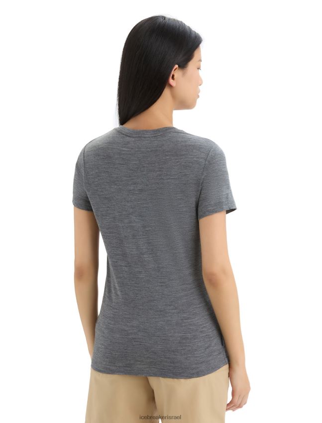 הַלבָּשָׁה Icebreaker merino tech lite ii חולצת טריקו עם שרוולים קצרים פריחת פרחי בר אברש גריט נשים 42N8VN646