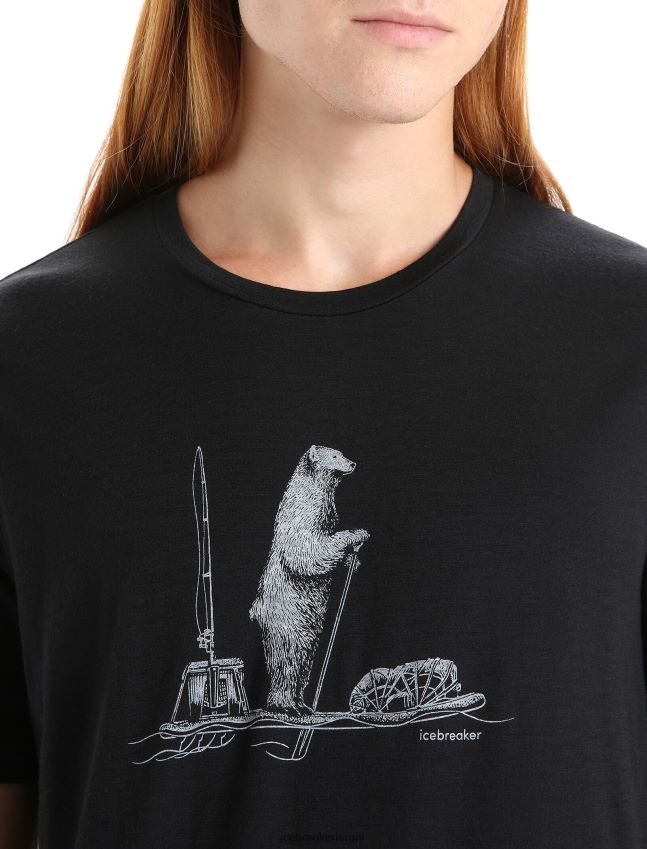 הַלבָּשָׁה Icebreaker merino tech lite ii חולצת טריקו עם שרוול קצר משוט שָׁחוֹר גברים 42N8VN66