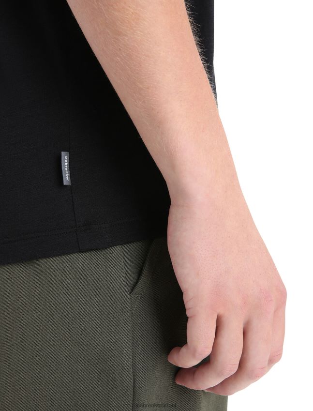 הַלבָּשָׁה Icebreaker merino tech lite ii חולצת טריקו עם שרוול קצר משוט שָׁחוֹר גברים 42N8VN66