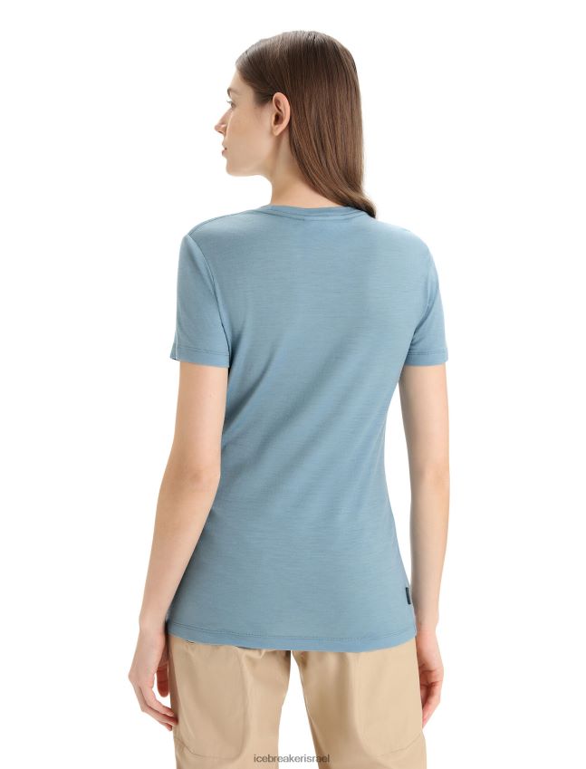 הַלבָּשָׁה Icebreaker merino tech lite ii חולצת טריקו עם שרוולים קצרים אדמה כחול אסטרלי נשים 42N8VN670