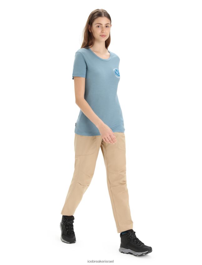 הַלבָּשָׁה Icebreaker merino tech lite ii חולצת טריקו עם שרוולים קצרים אדמה כחול אסטרלי נשים 42N8VN670