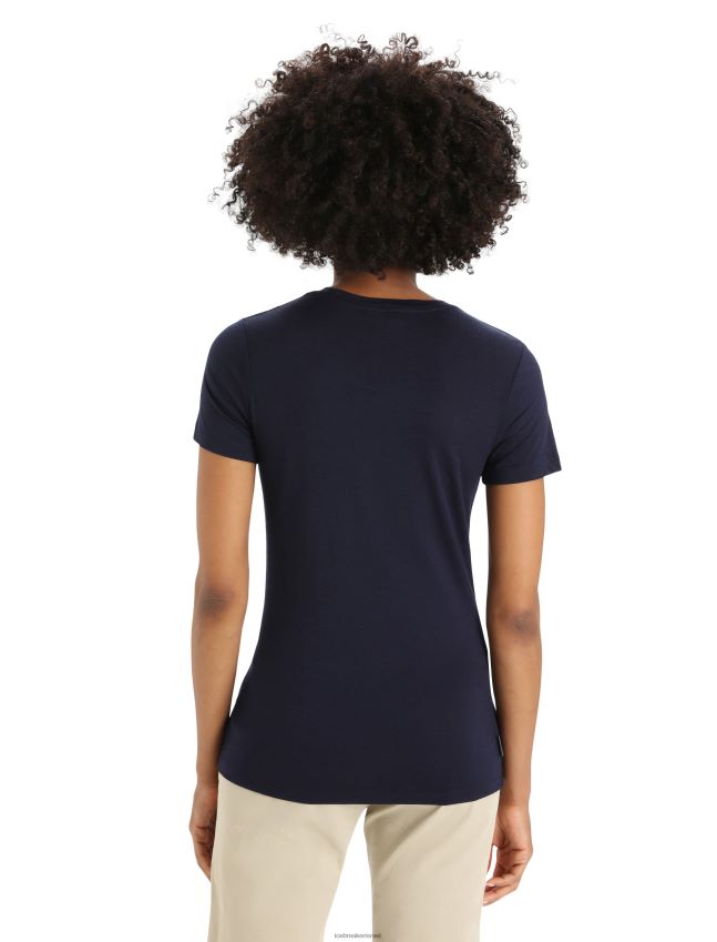 הַלבָּשָׁה Icebreaker merino tech lite ii פסי סקי חולצת טריקו עם שרוולים קצרים צי חצות נשים 42N8VN896