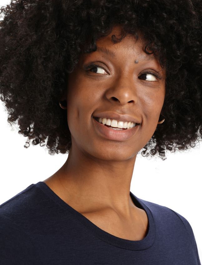 הַלבָּשָׁה Icebreaker merino tech lite ii פסי סקי חולצת טריקו עם שרוולים קצרים צי חצות נשים 42N8VN896