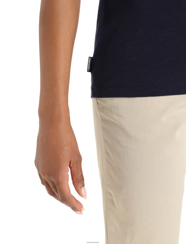 הַלבָּשָׁה Icebreaker merino tech lite ii פסי סקי חולצת טריקו עם שרוולים קצרים צי חצות נשים 42N8VN896