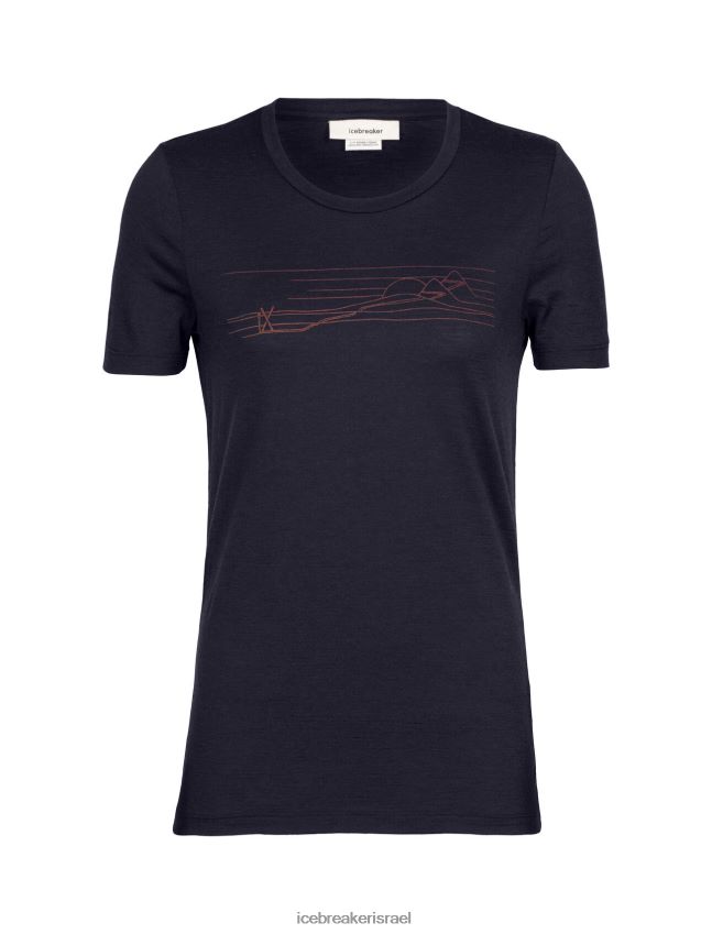 הַלבָּשָׁה Icebreaker merino tech lite ii פסי סקי חולצת טריקו עם שרוולים קצרים צי חצות נשים 42N8VN896