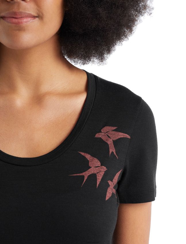 הַלבָּשָׁה Icebreaker merino tech lite ii חולצת טריקו עם שרוולים קצרים צורות רוחשות שָׁחוֹר נשים 42N8VN925