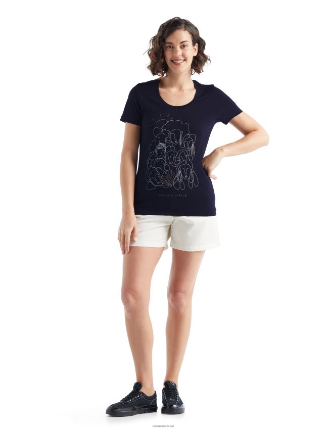 הַלבָּשָׁה Icebreaker merino tech lite ii עיגול חולצת טריקו עם שרוולים קצרים צי חצות נשים 42N8VN930