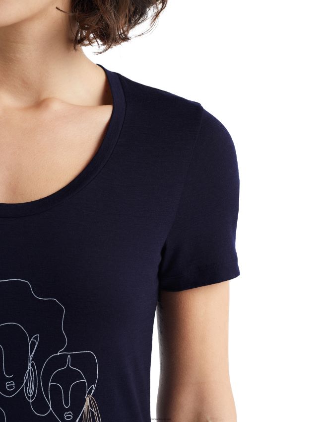 הַלבָּשָׁה Icebreaker merino tech lite ii עיגול חולצת טריקו עם שרוולים קצרים צי חצות נשים 42N8VN930