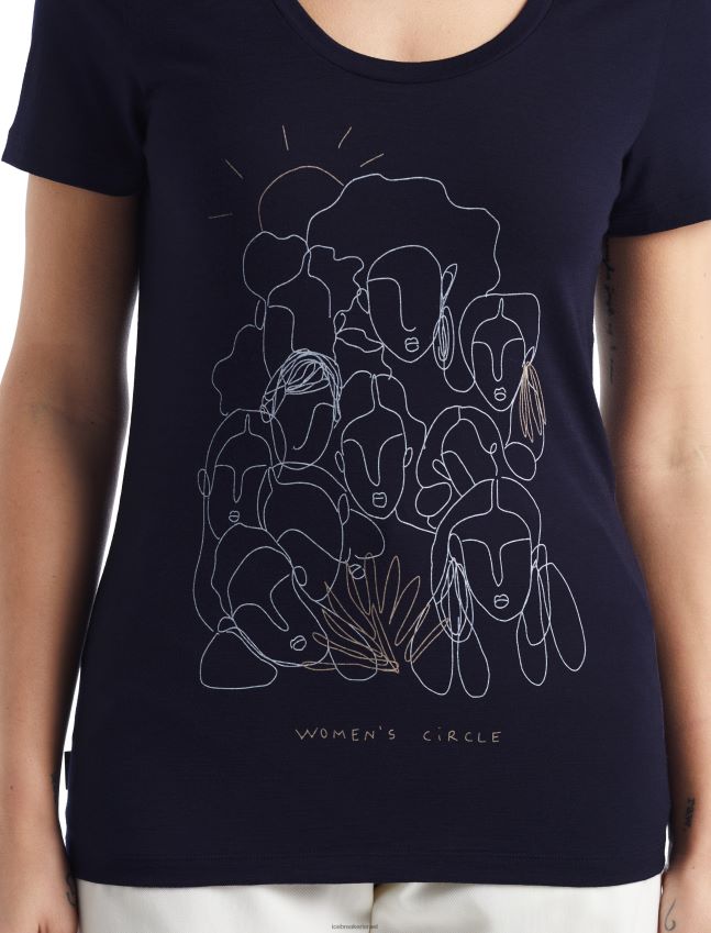 הַלבָּשָׁה Icebreaker merino tech lite ii עיגול חולצת טריקו עם שרוולים קצרים צי חצות נשים 42N8VN930