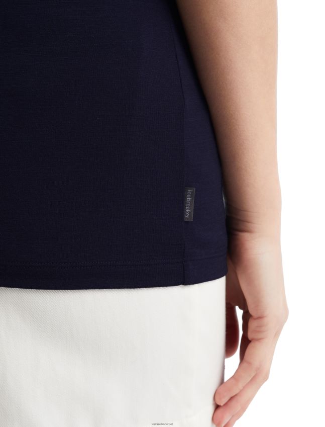 הַלבָּשָׁה Icebreaker merino tech lite ii עיגול חולצת טריקו עם שרוולים קצרים צי חצות נשים 42N8VN930