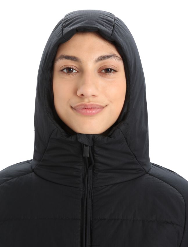 הַלבָּשָׁה Icebreaker ז'קט קפוצ'ון merinoloft collingwood ii 3q שָׁחוֹר נשים 42N8VN685