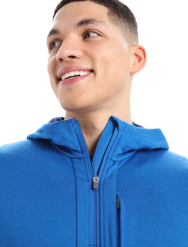 הַלבָּשָׁה Icebreaker קפוצ'ון מרינו quantum iii עם שרוולים ארוכים לזורי/צי מלכותי גברים 42N8VN203