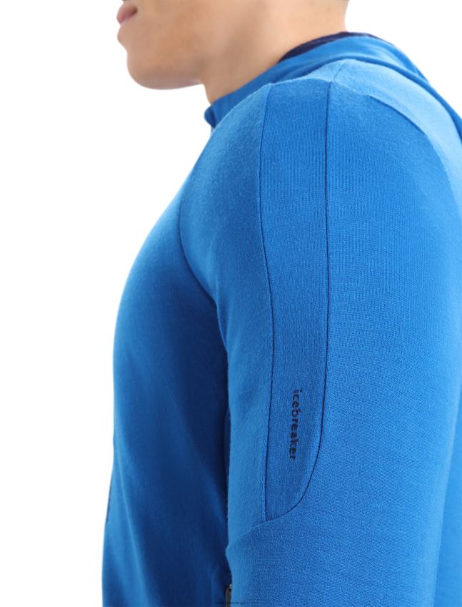 הַלבָּשָׁה Icebreaker קפוצ'ון מרינו quantum iii עם שרוולים ארוכים לזורי/צי מלכותי גברים 42N8VN203