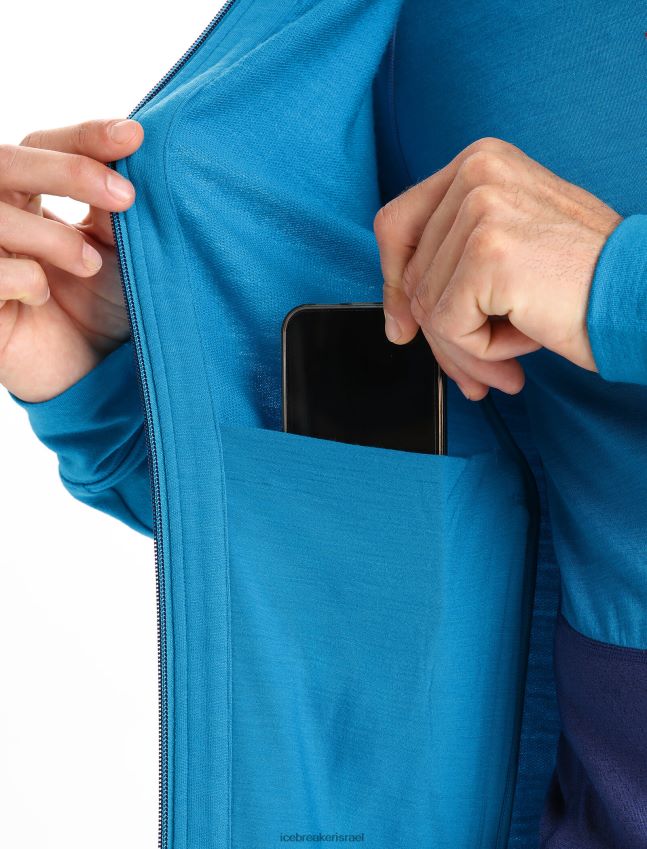 הַלבָּשָׁה Icebreaker קפוצ'ון מרינו quantum iii עם שרוולים ארוכים גיא כחול/צי מלכותי גברים 42N8VN204