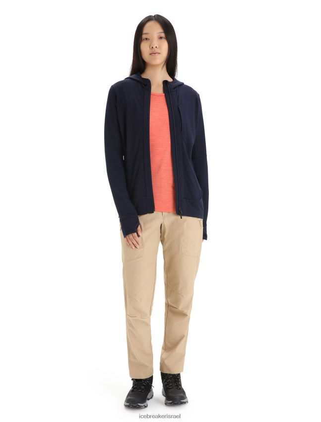 הַלבָּשָׁה Icebreaker קפוצ'ון מרינו quantum iii עם שרוולים ארוכים צי חצות נשים 42N8VN698