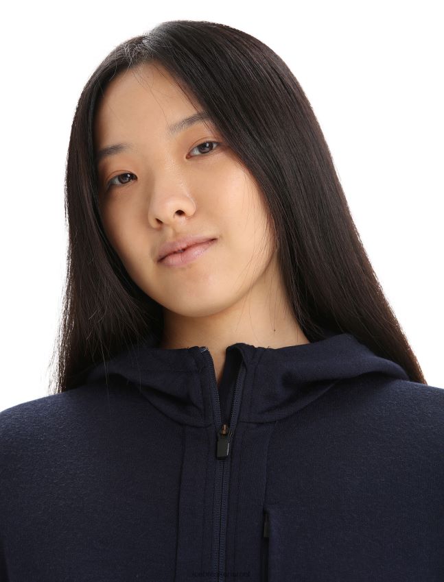 הַלבָּשָׁה Icebreaker קפוצ'ון מרינו quantum iii עם שרוולים ארוכים צי חצות נשים 42N8VN698