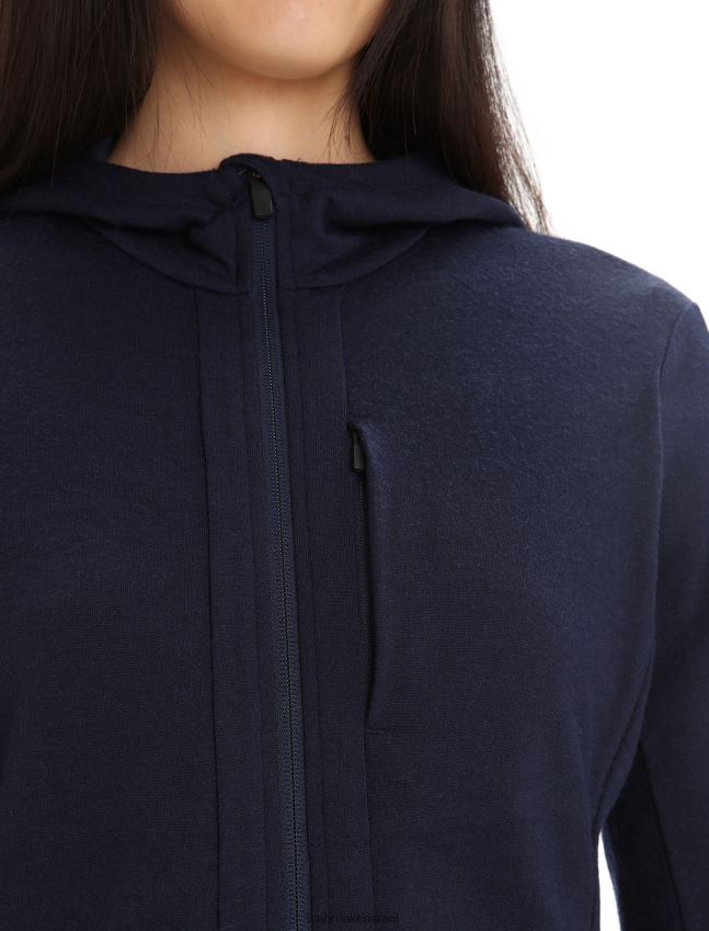 הַלבָּשָׁה Icebreaker קפוצ'ון מרינו quantum iii עם שרוולים ארוכים צי חצות נשים 42N8VN698