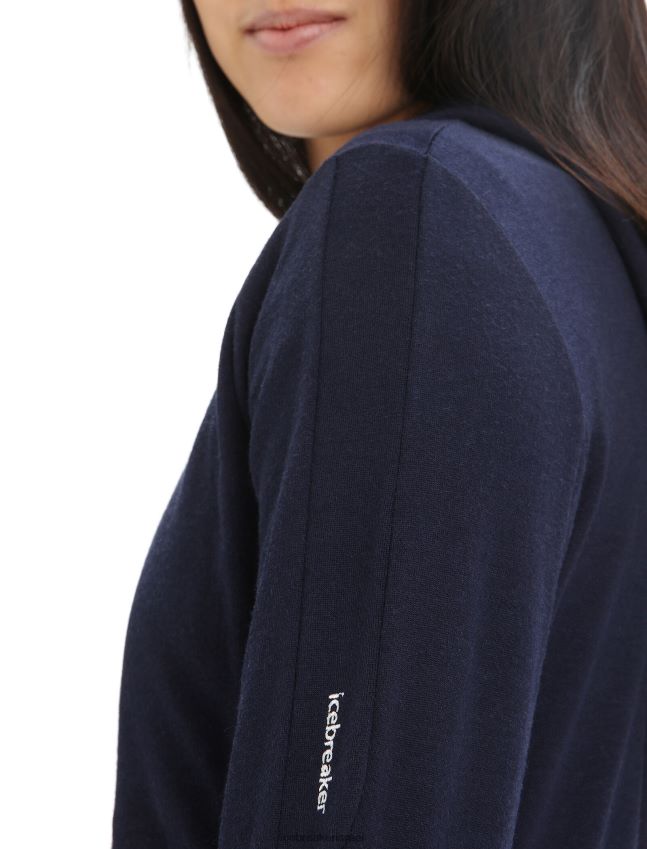 הַלבָּשָׁה Icebreaker קפוצ'ון מרינו quantum iii עם שרוולים ארוכים צי חצות נשים 42N8VN698