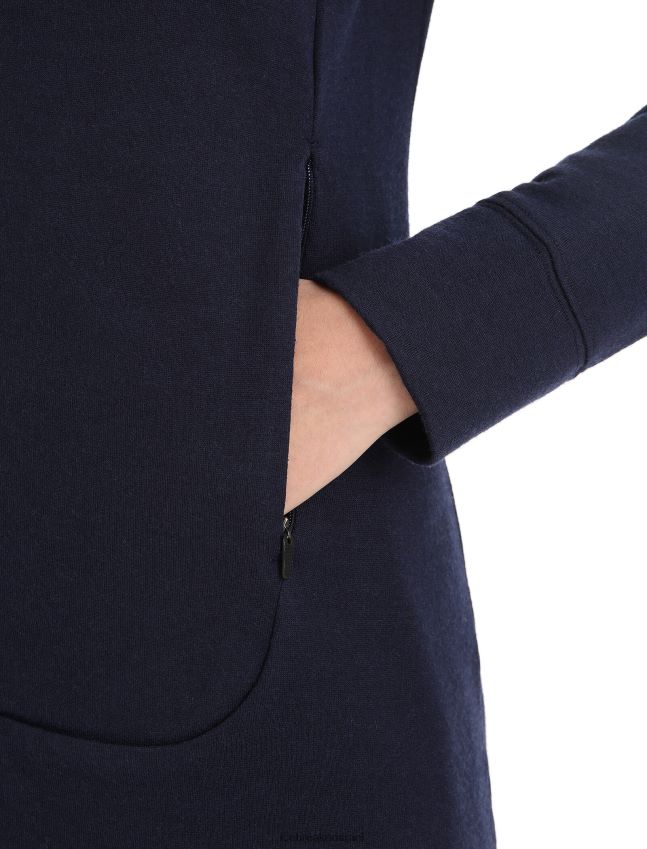 הַלבָּשָׁה Icebreaker קפוצ'ון מרינו quantum iii עם שרוולים ארוכים צי חצות נשים 42N8VN698