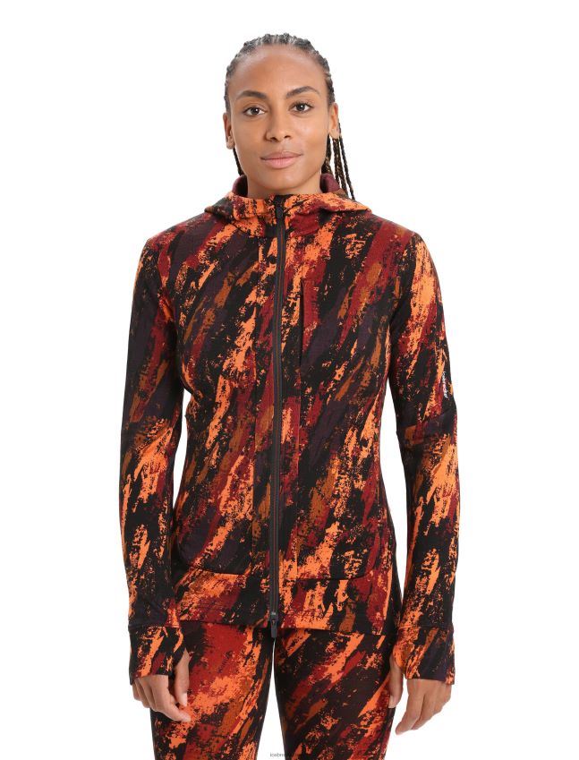 הַלבָּשָׁה Icebreaker מעיל קפוצ'ון קפוצ'ון עם שרוולים ארוכים של מרינו quantum iii דובדבן/פלאש נשים 42N8VN861