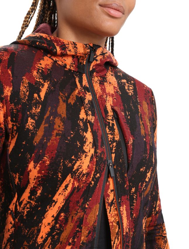 הַלבָּשָׁה Icebreaker מעיל קפוצ'ון קפוצ'ון עם שרוולים ארוכים של מרינו quantum iii דובדבן/פלאש נשים 42N8VN861