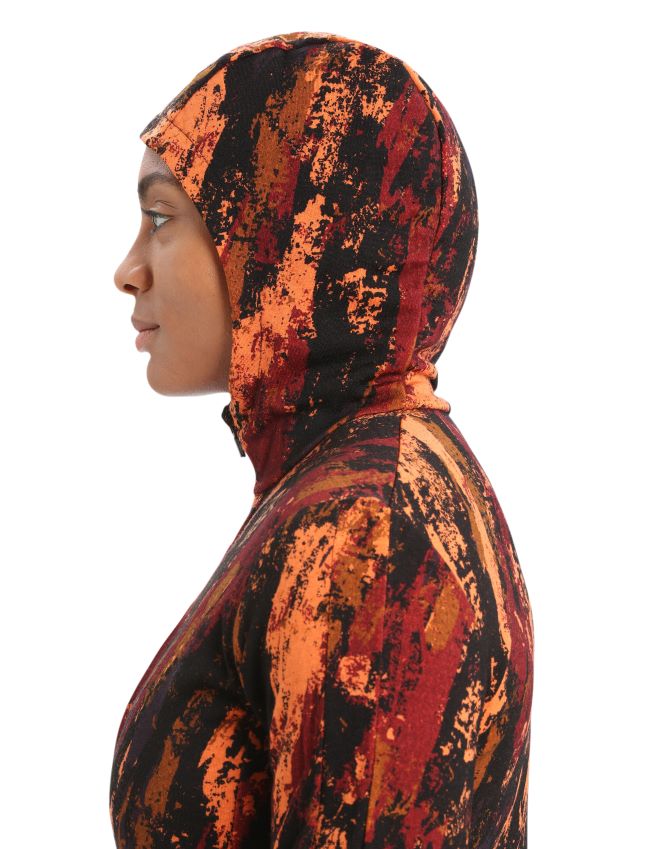 הַלבָּשָׁה Icebreaker מעיל קפוצ'ון קפוצ'ון עם שרוולים ארוכים של מרינו quantum iii דובדבן/פלאש נשים 42N8VN861