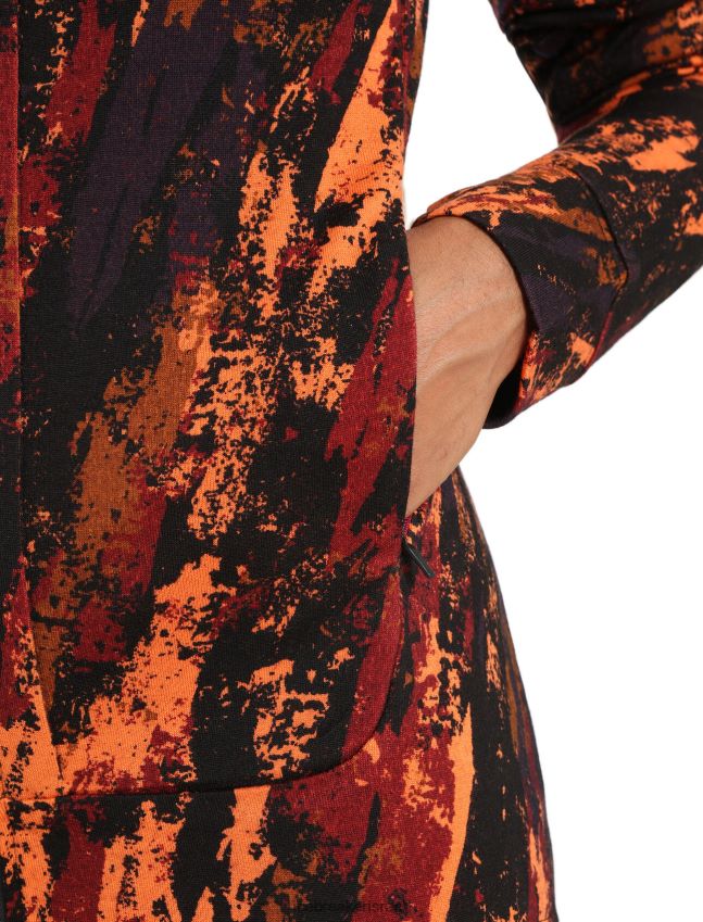 הַלבָּשָׁה Icebreaker מעיל קפוצ'ון קפוצ'ון עם שרוולים ארוכים של מרינו quantum iii דובדבן/פלאש נשים 42N8VN861