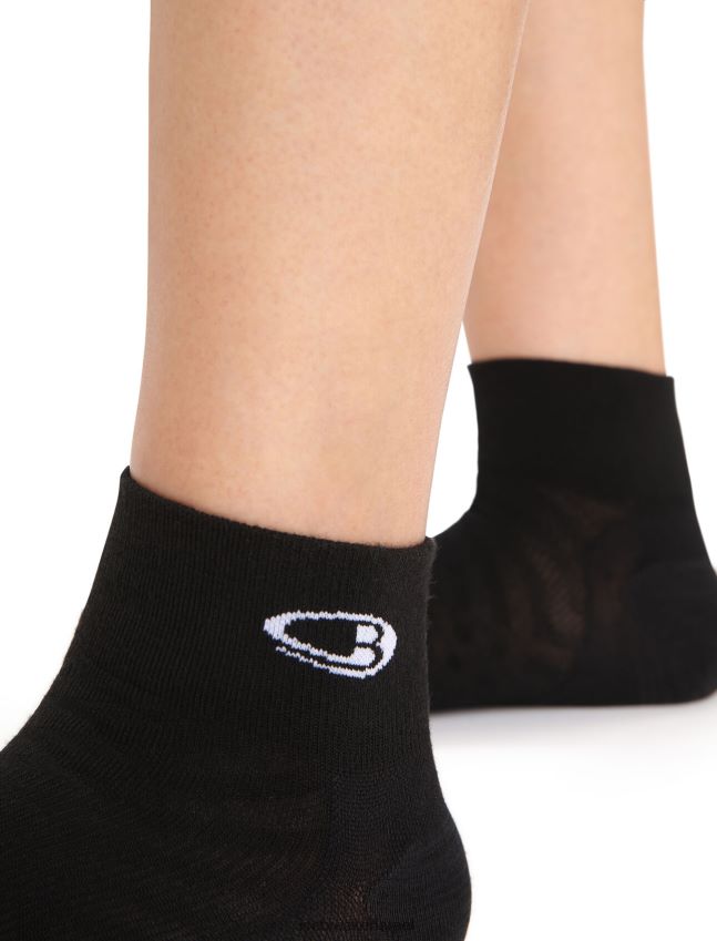 אביזרים Icebreaker מרינו run+ גרבי מיני קלות במיוחד שלג שחור נשים 42N8VN768