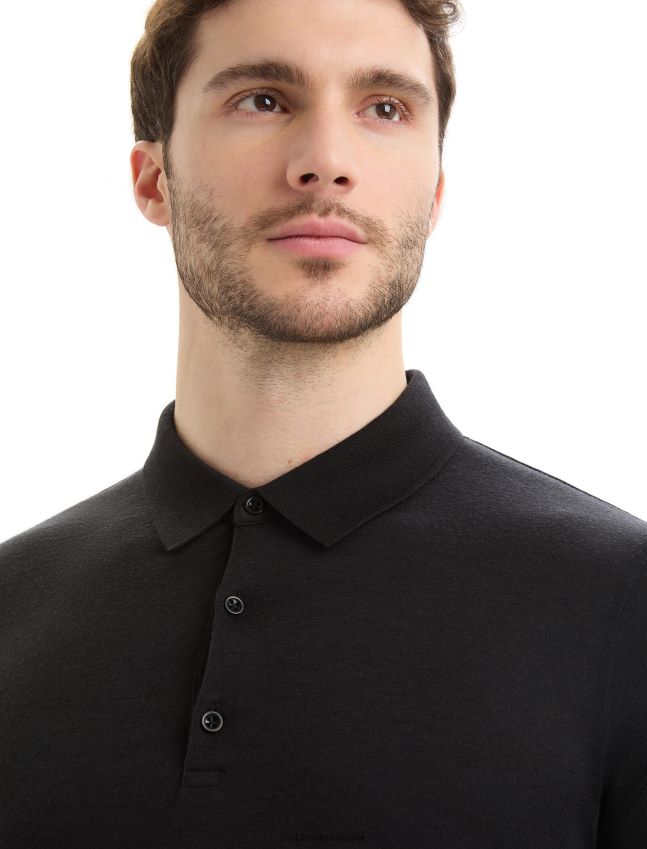 הַלבָּשָׁה Icebreaker מרינו tech lite ii פולו עם שרוול קצר שָׁחוֹר גברים 42N8VN40