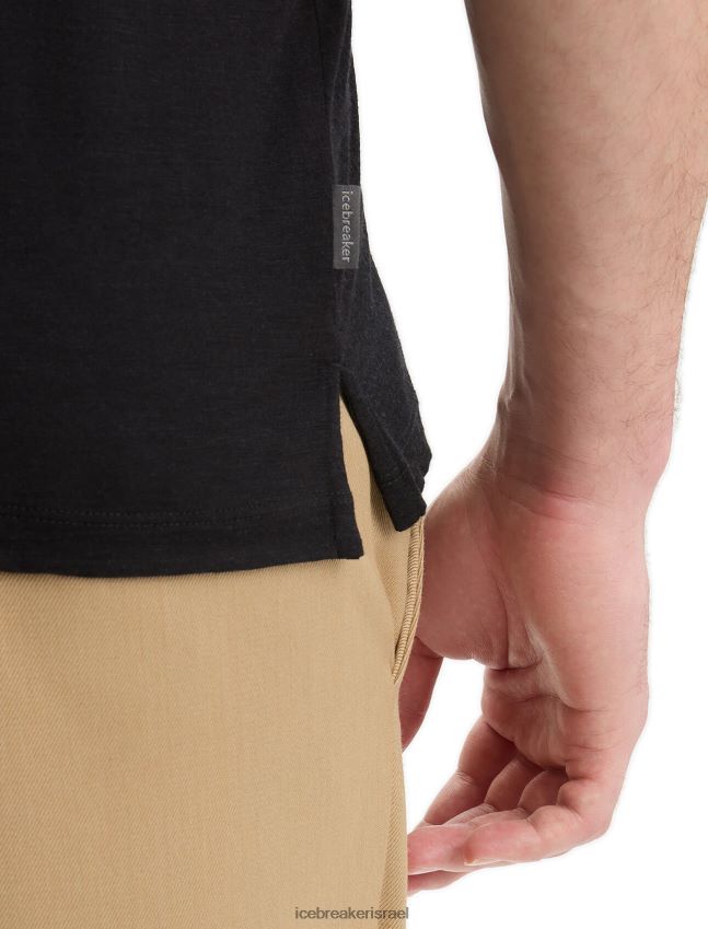 הַלבָּשָׁה Icebreaker מרינו tech lite ii פולו עם שרוול קצר שָׁחוֹר גברים 42N8VN40