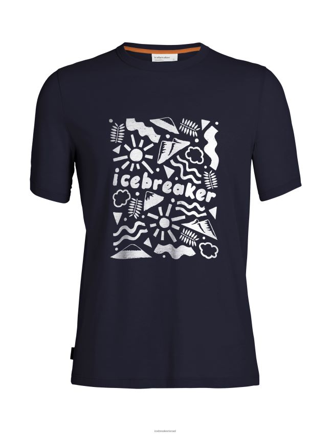 הַלבָּשָׁה Icebreaker חולצת טי שרוול קצר מכותנה tencel מקורות צי חצות גברים 42N8VN354