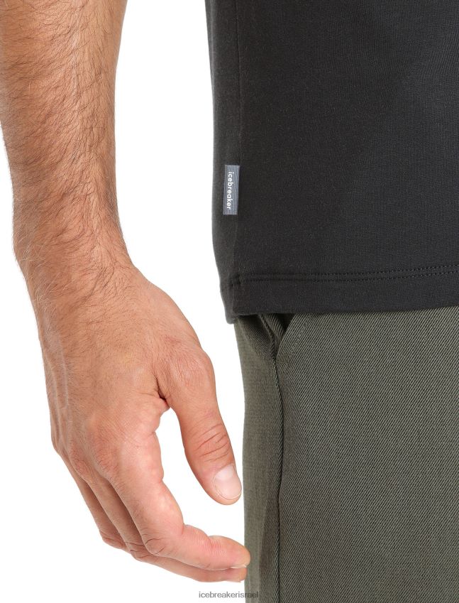 הַלבָּשָׁה Icebreaker חולצת טי שרוול קצר מכותנה tencel לוגו טבעי שָׁחוֹר גברים 42N8VN88