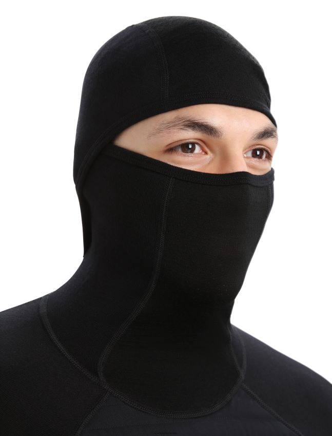 הַלבָּשָׁה Icebreaker קפוצ'ון תרמי עם שרוול ארוך מבודד zoneknit מרינו שָׁחוֹר גברים 42N8VN181