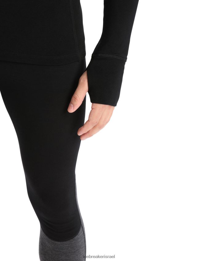 הַלבָּשָׁה Icebreaker קפוצ'ון תרמי עם שרוול ארוך מבודד zoneknit מרינו שָׁחוֹר גברים 42N8VN181