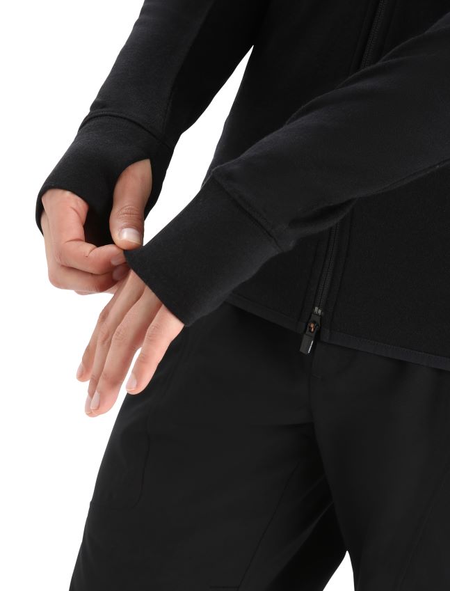 הַלבָּשָׁה Icebreaker zoneknit מרינו קפוצ'ון עם שרוולים ארוכים שָׁחוֹר גברים 42N8VN218