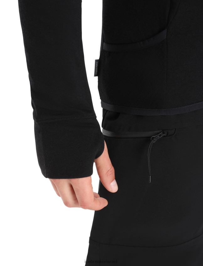 הַלבָּשָׁה Icebreaker zoneknit מרינו קפוצ'ון עם שרוולים ארוכים שָׁחוֹר גברים 42N8VN218